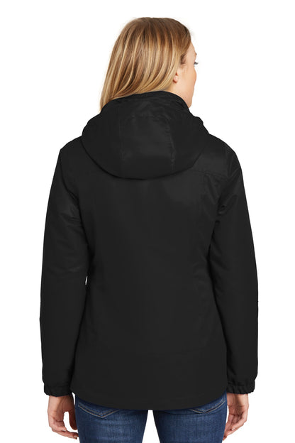 Custom Embroidered Port Authority Women's Vortex Waterproof 3-in-1 Jacket. L332,Black/ Black