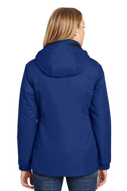Custom Embroidered Port Authority Women's Vortex Waterproof 3-in-1 Jacket. L332,Night Sky Blue/ Black