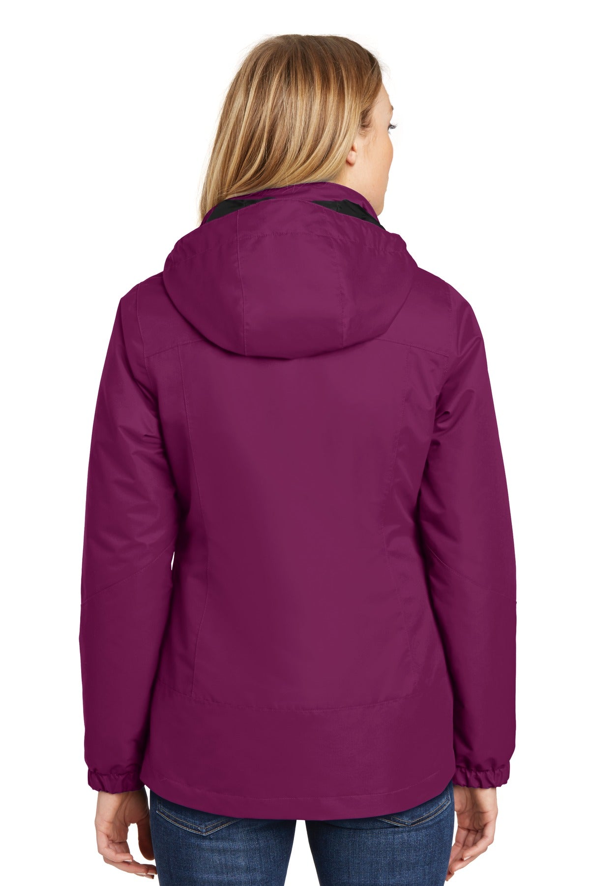 Custom Embroidered Port Authority Women's Vortex Waterproof 3-in-1 Jacket. L332,Very Berry/ Black