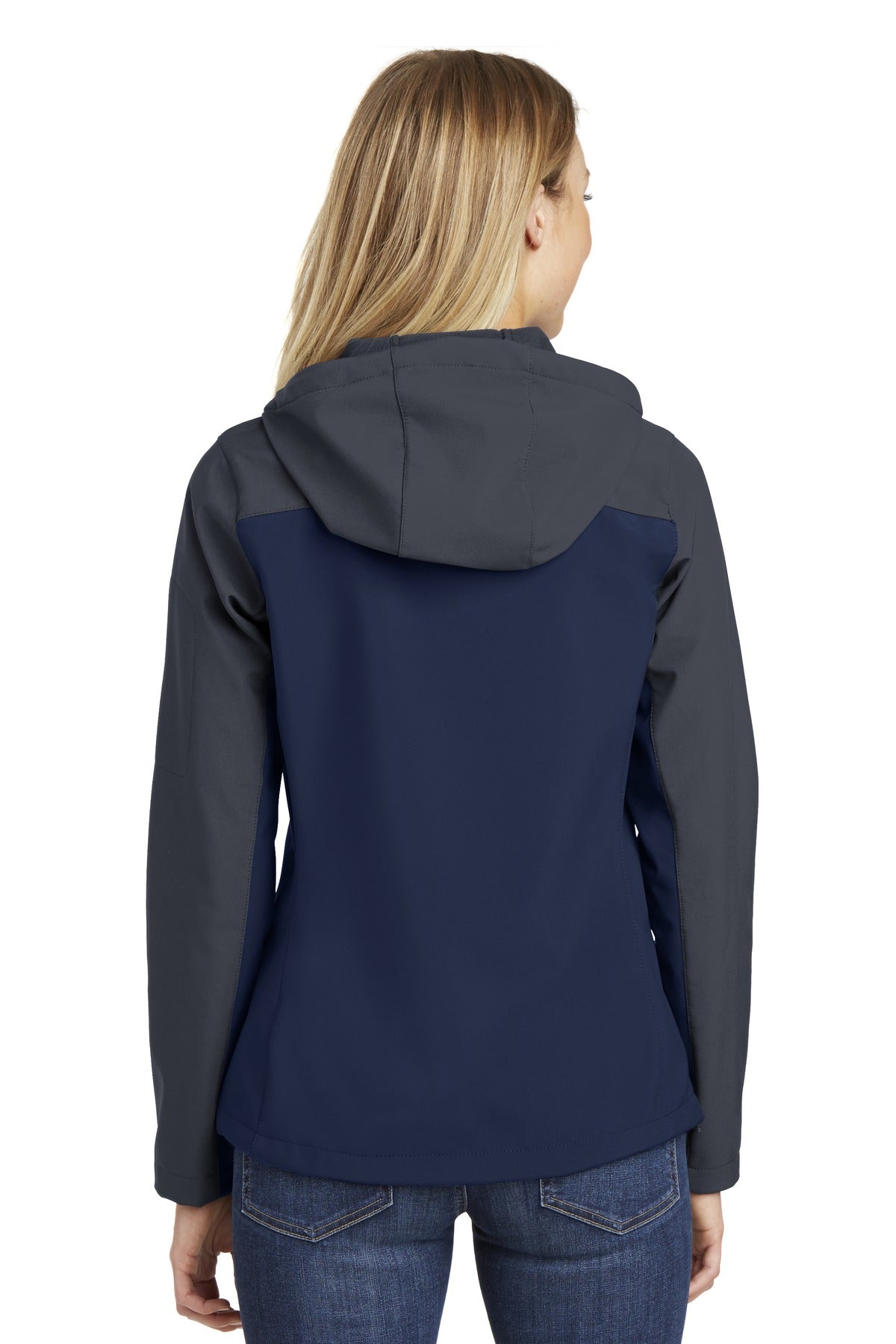 Custom Embroidered Port Authority Women's Hooded Core Soft Shell Jacket. L335,Dress Blue Navy/ Battleship Grey