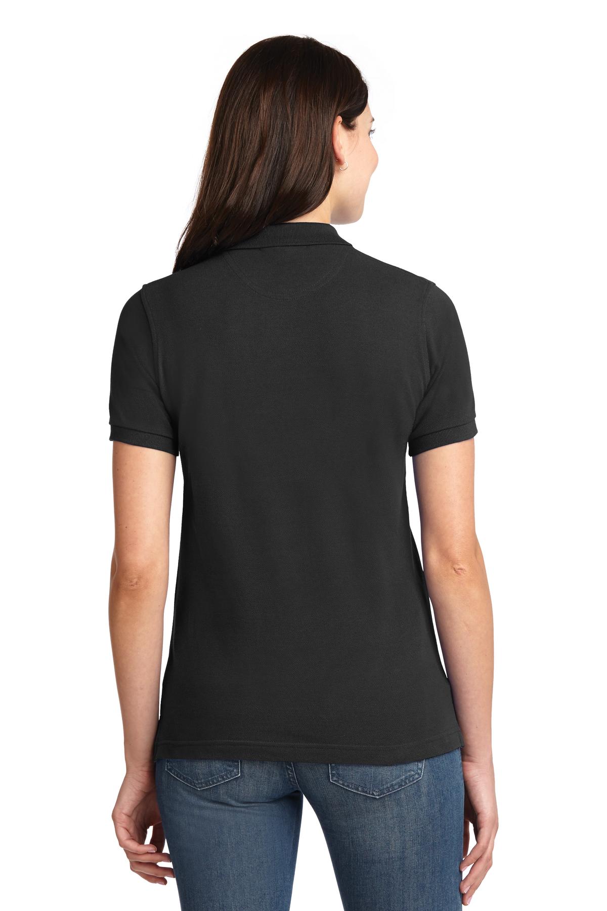 Custom Embroidered Port Authority Women's Heavyweight Cotton Pique Polo.  L420,Black