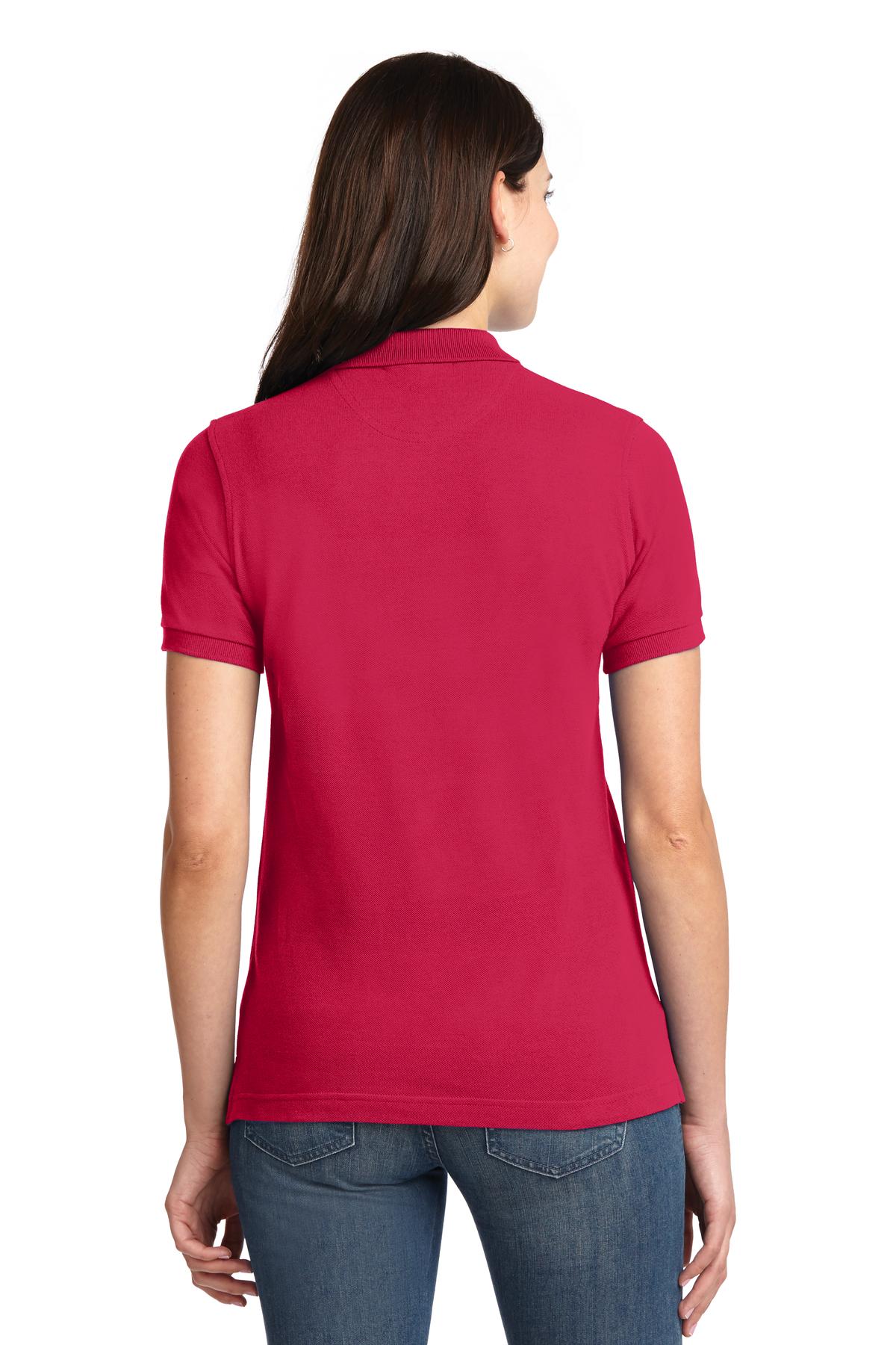 Custom Embroidered Port Authority Women's Heavyweight Cotton Pique Polo.  L420,Red