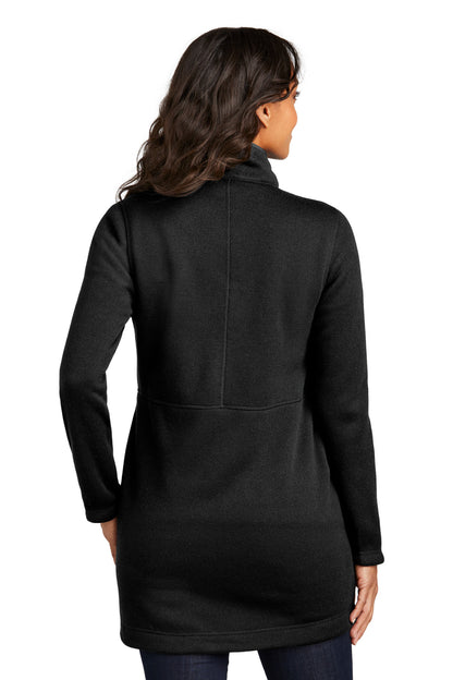 Custom Embroidered Port Authority Women's Arc Sweater Fleece Long Jacket L425,Deep Black