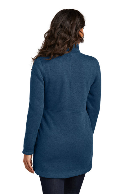Custom Embroidered Port Authority Women's Arc Sweater Fleece Long Jacket L425,Insignia Blue Heather