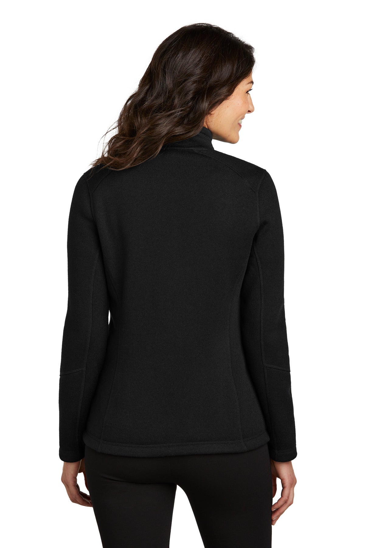 Custom Embroidered Port Authority Women's Arc Sweater Fleece Jacket L428,Deep Black
