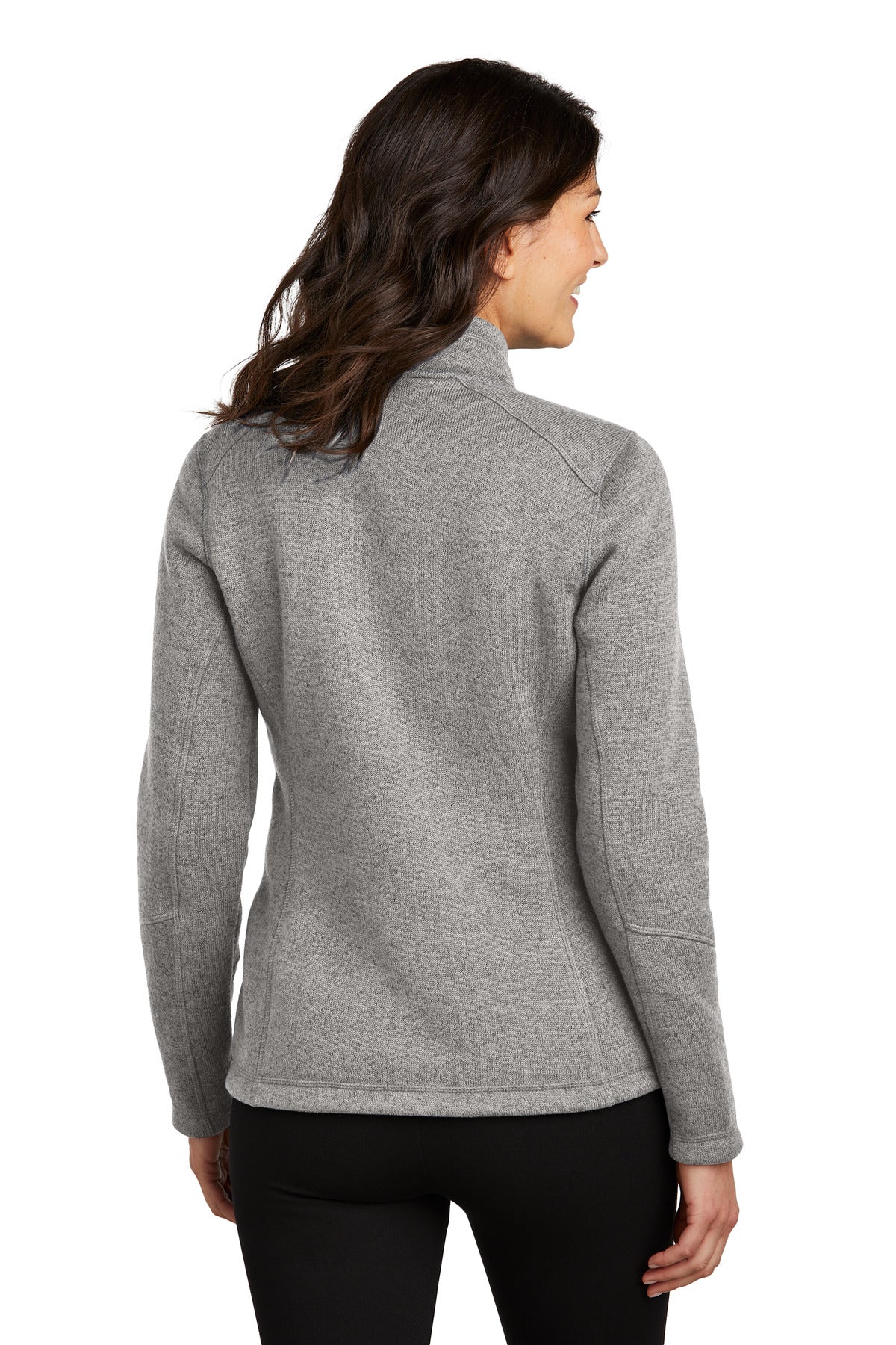 Custom Embroidered Port Authority Women's Arc Sweater Fleece Jacket L428,Deep Smoke Heather