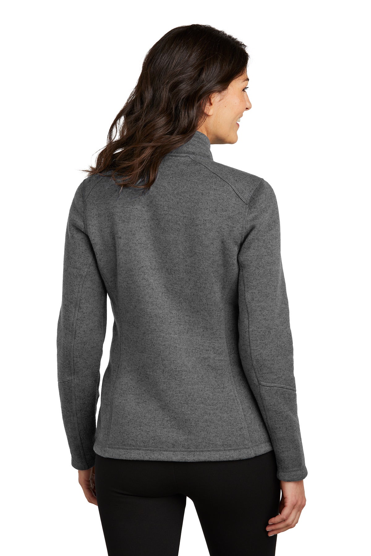 Custom Embroidered Port Authority Women's Arc Sweater Fleece Jacket L428,Grey Smoke Heather
