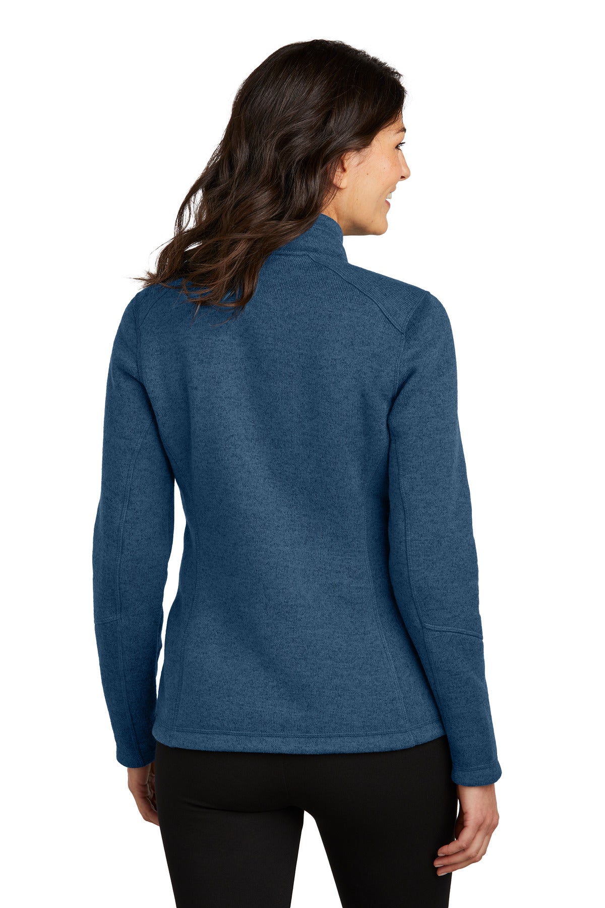 Custom Embroidered Port Authority Women's Arc Sweater Fleece Jacket L428,Insignia Blue Heather
