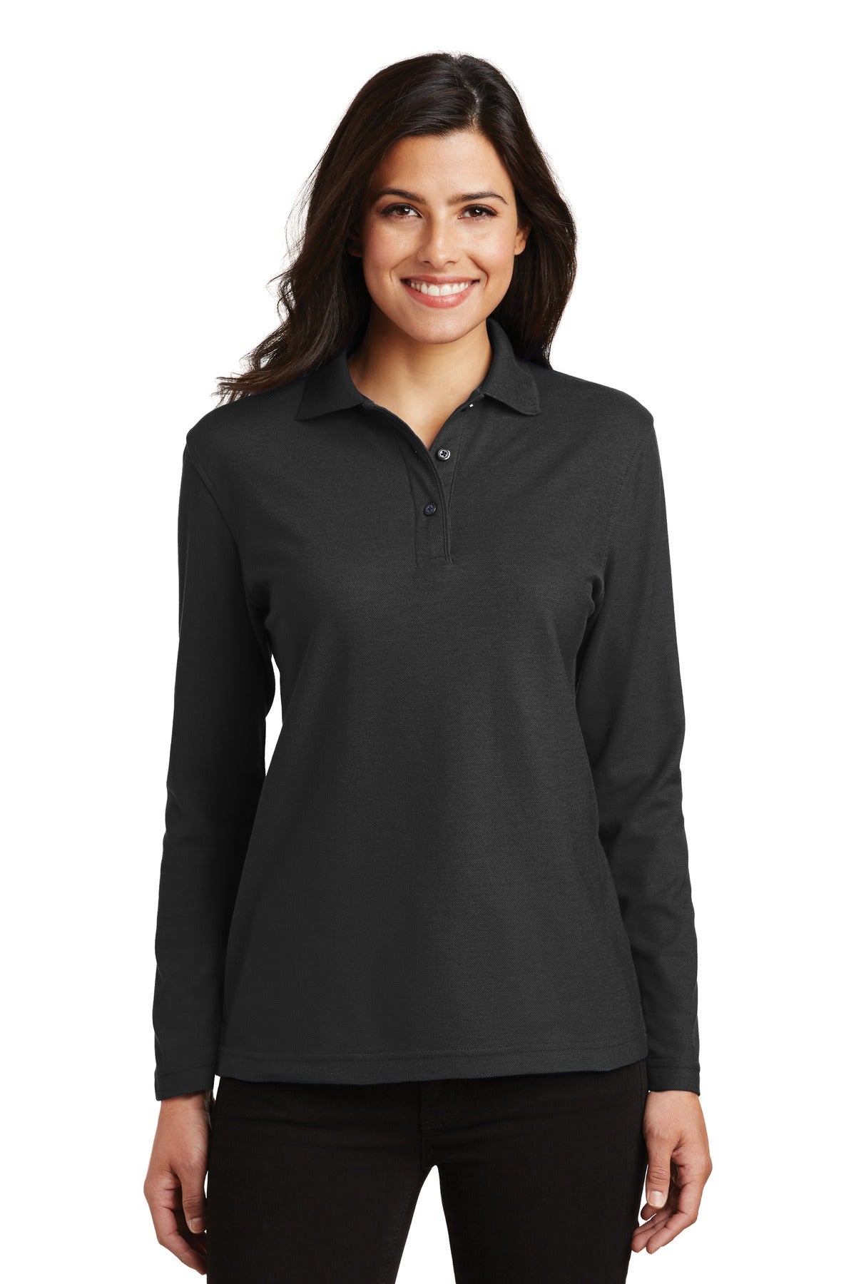 Port Authority Women's Silk Touch Long Sleeve Polo.  L500LS