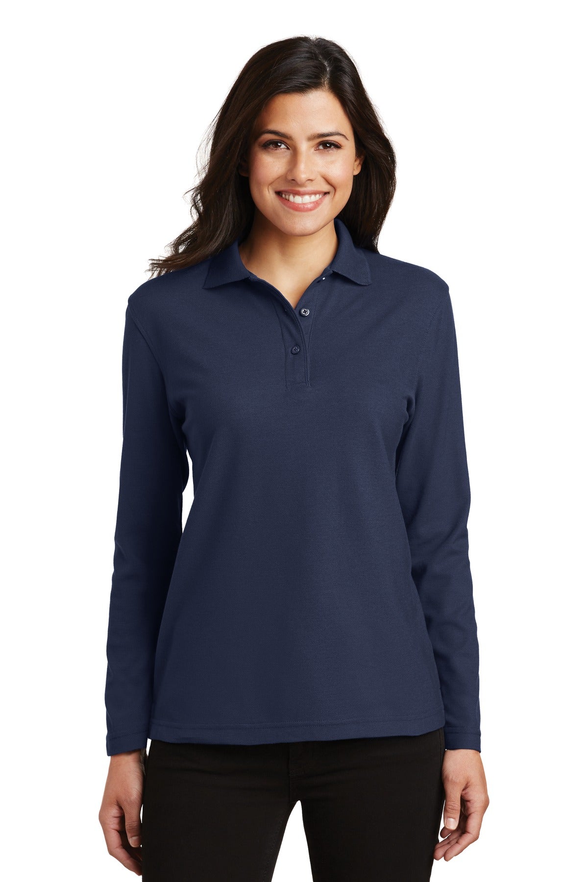 Port Authority Women's Silk Touch Long Sleeve Polo.  L500LS