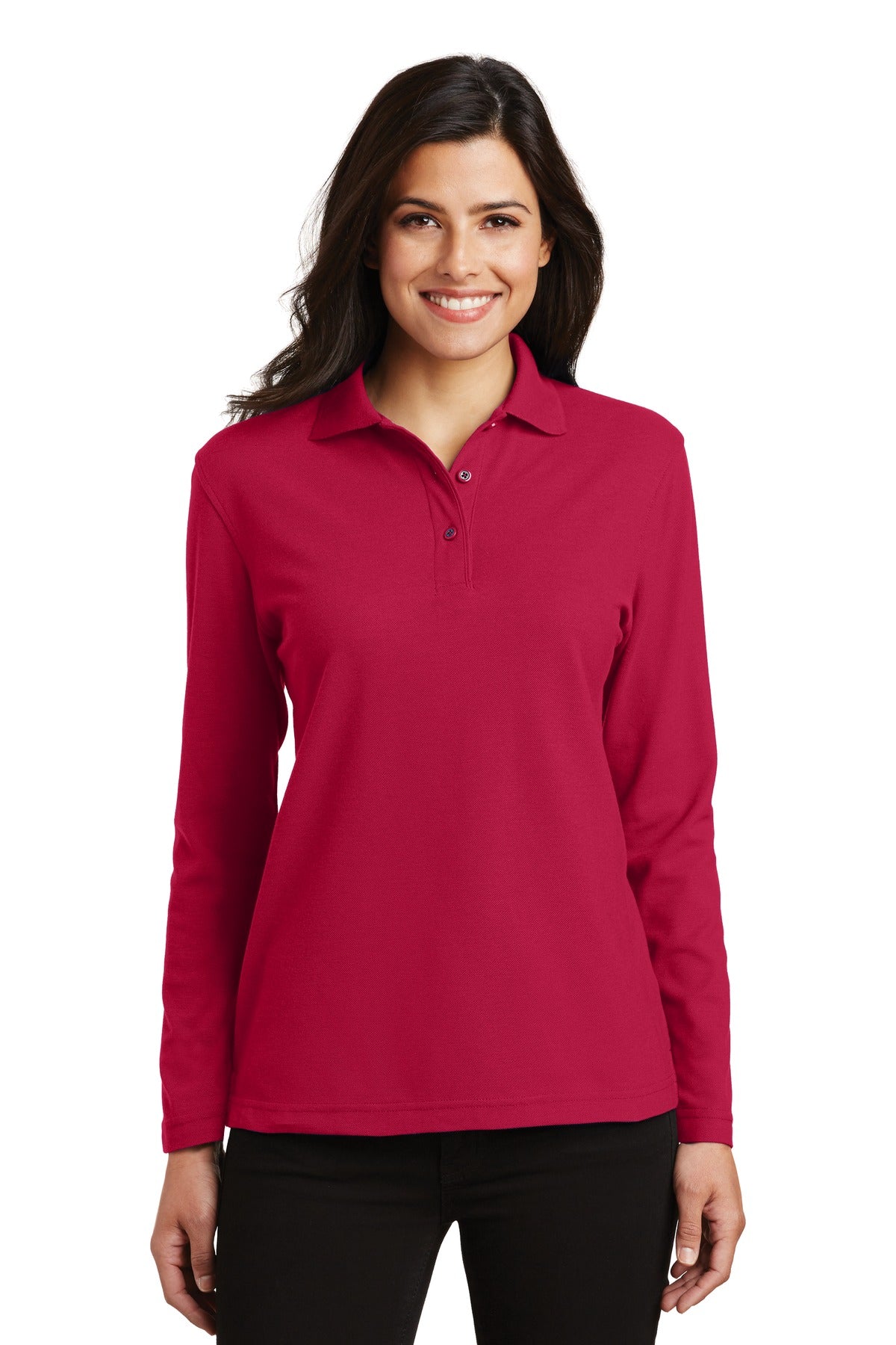 Port Authority Women's Silk Touch Long Sleeve Polo.  L500LS
