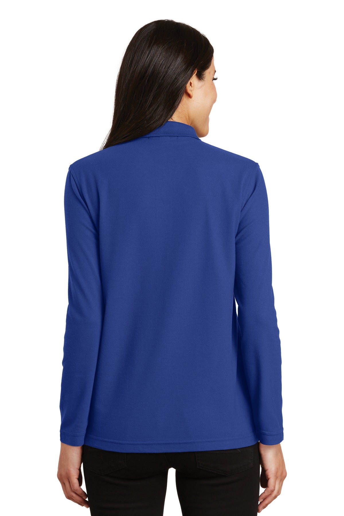 Custom Embroidered Port Authority Women's Silk Touch Long Sleeve Polo.  L500LS,Royal