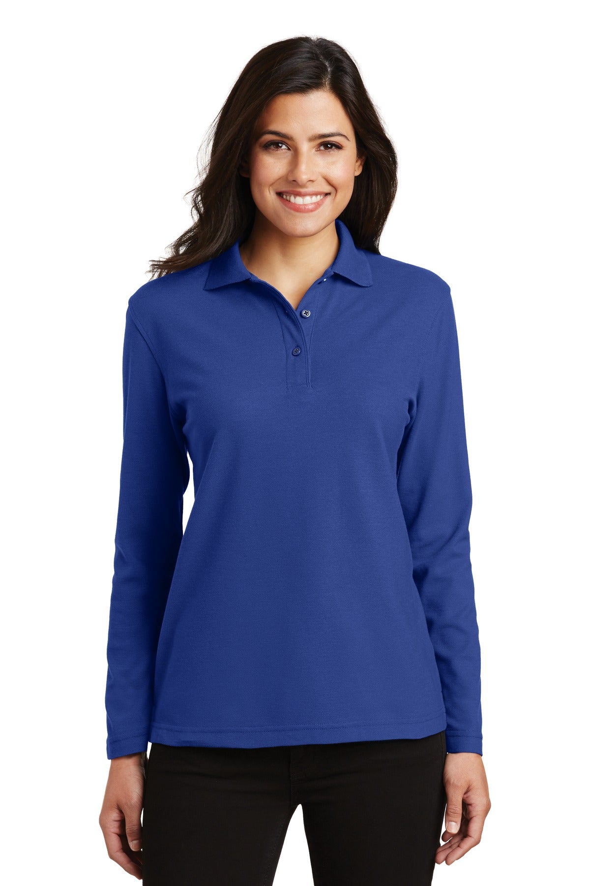 Port Authority Women's Silk Touch Long Sleeve Polo.  L500LS