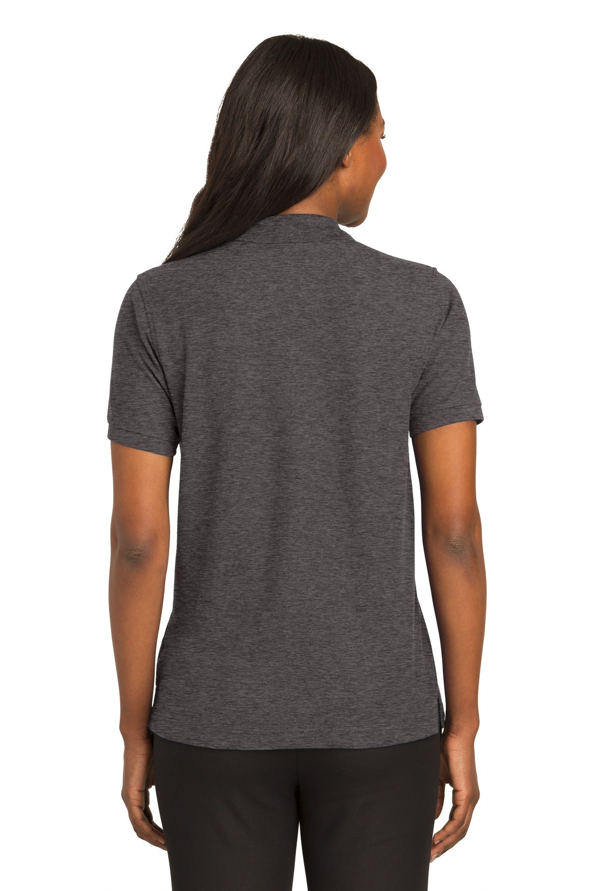 Custom Embroidered Port Authority Women's Silk Touch Polo.  L500,Charcoal Heather Grey