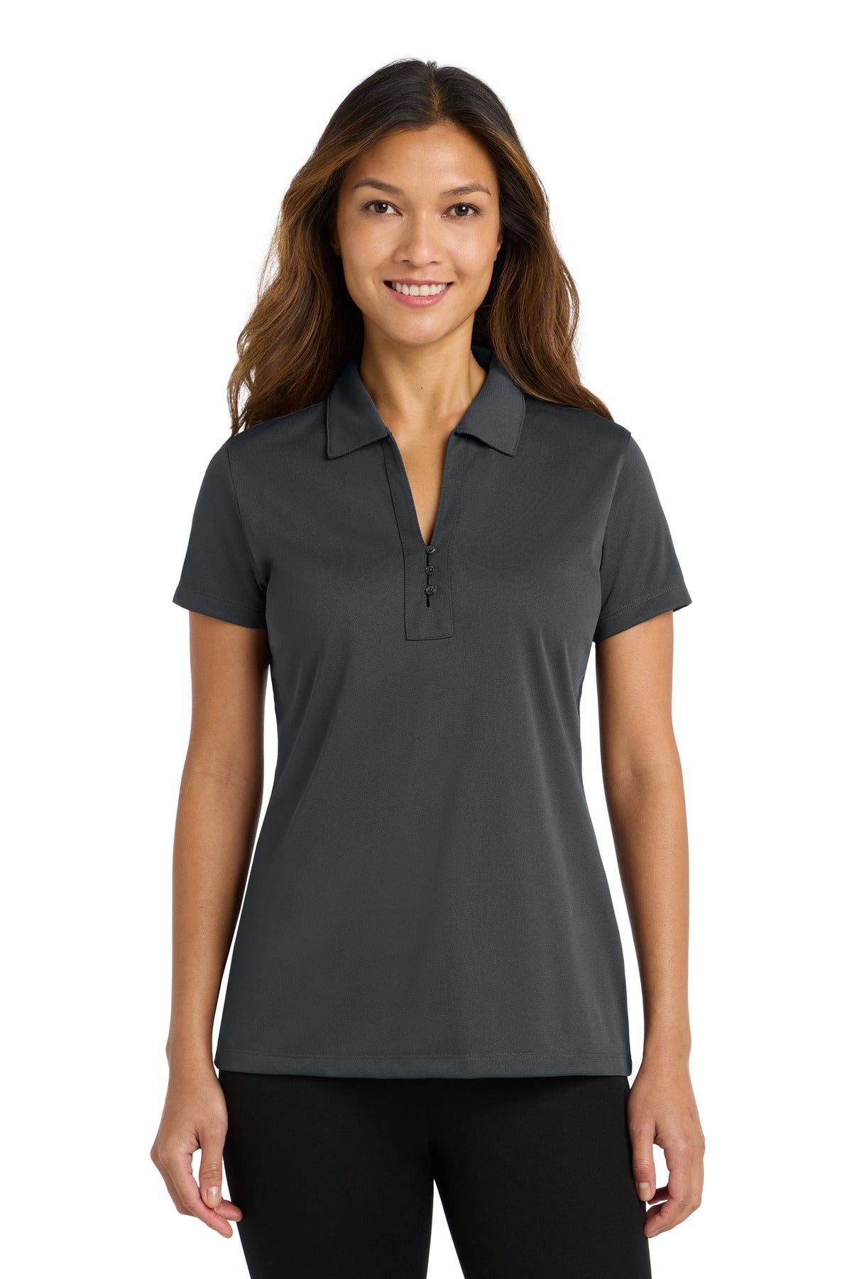 Custom Embroidered Port Authority Polos/Knits in Grey Smoke