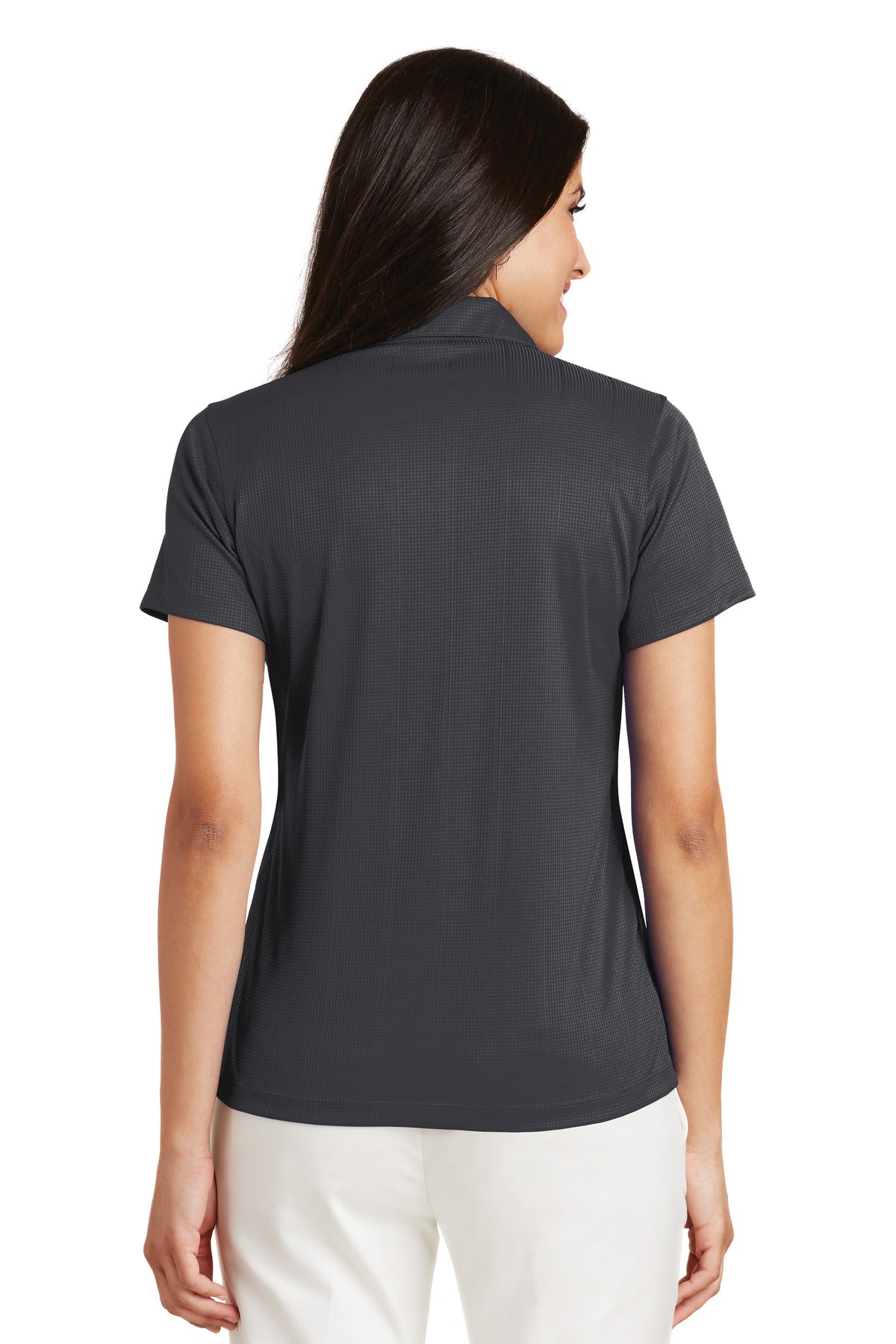Custom Embroidered Port Authority Women's Performance Fine Jacquard Polo. L528,Grey Smoke