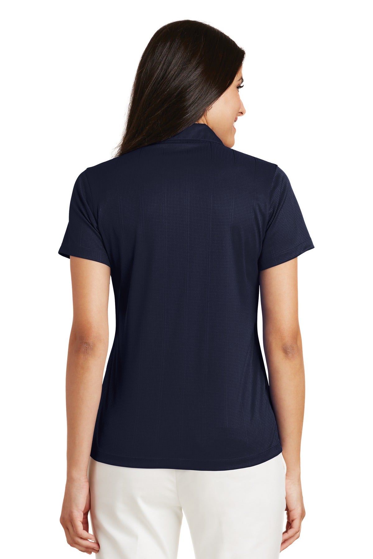 Custom Embroidered Port Authority Women's Performance Fine Jacquard Polo. L528,True Navy