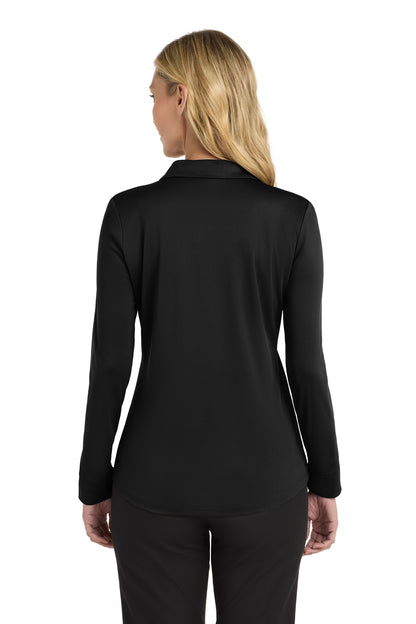 Custom Embroidered Port Authority  Women's Silk Touch   Performance Long Sleeve Polo. L540LS,Black