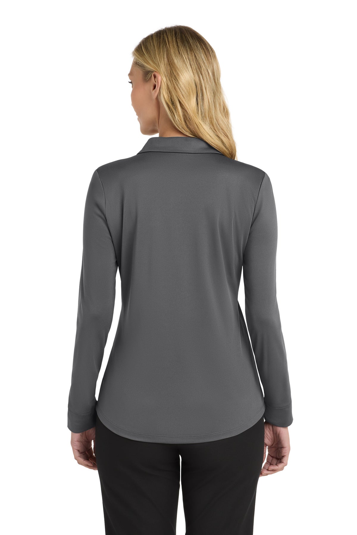 Custom Embroidered Port Authority  Women's Silk Touch   Performance Long Sleeve Polo. L540LS,Steel Grey