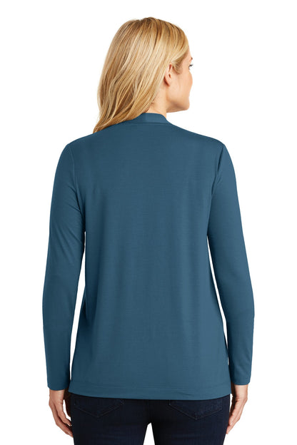 Custom Embroidered Port Authority Women's Concept Open Cardigan. L5430,Dusty Blue