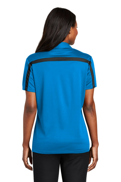 Custom Embroidered Port Authority Women's Silk Touch Performance Colorblock Stripe Polo. L547,Brilliant Blue/ Black
