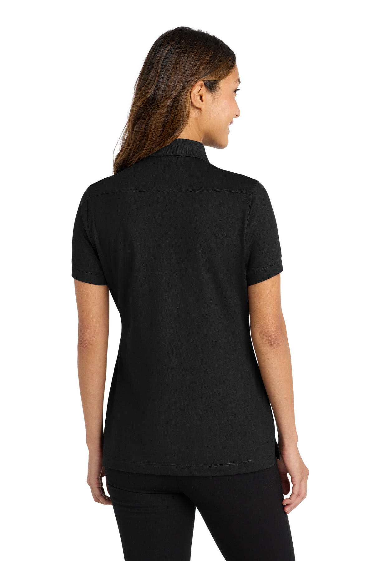 Custom Embroidered Port Authority Women's Stretch Pique Polo. L555,Black