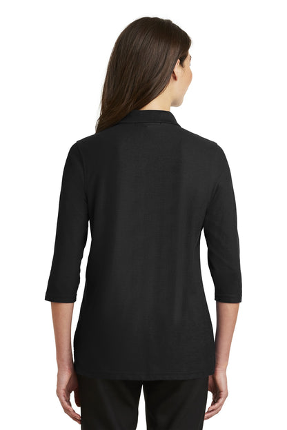 Custom Embroidered Port Authority Women's Silk Touch 3/4-Sleeve Polo. L562,Black