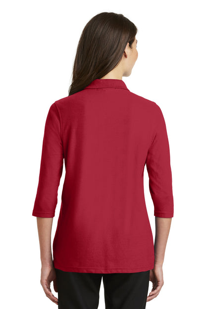 Custom Embroidered Port Authority Women's Silk Touch 3/4-Sleeve Polo. L562,Red