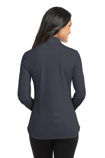 Custom Embroidered Port Authority Women's Dimension Knit Dress Shirt. L570,Battleship Grey