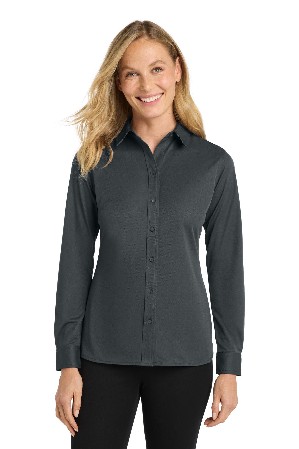 Custom Embroidered Port Authority Polos/Knits in Battleship Grey