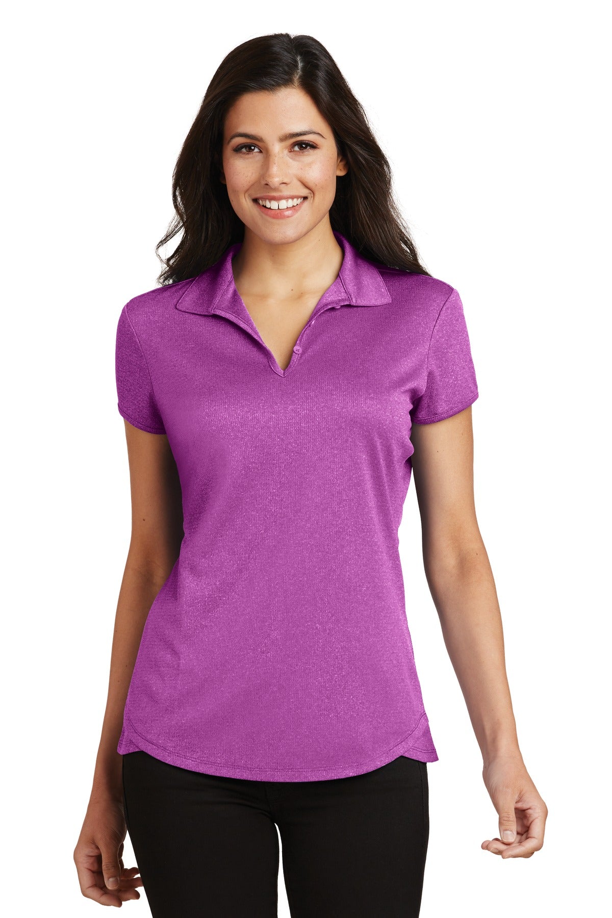 Custom Embroidered Port Authority Polos/Knits in Berry Heather
