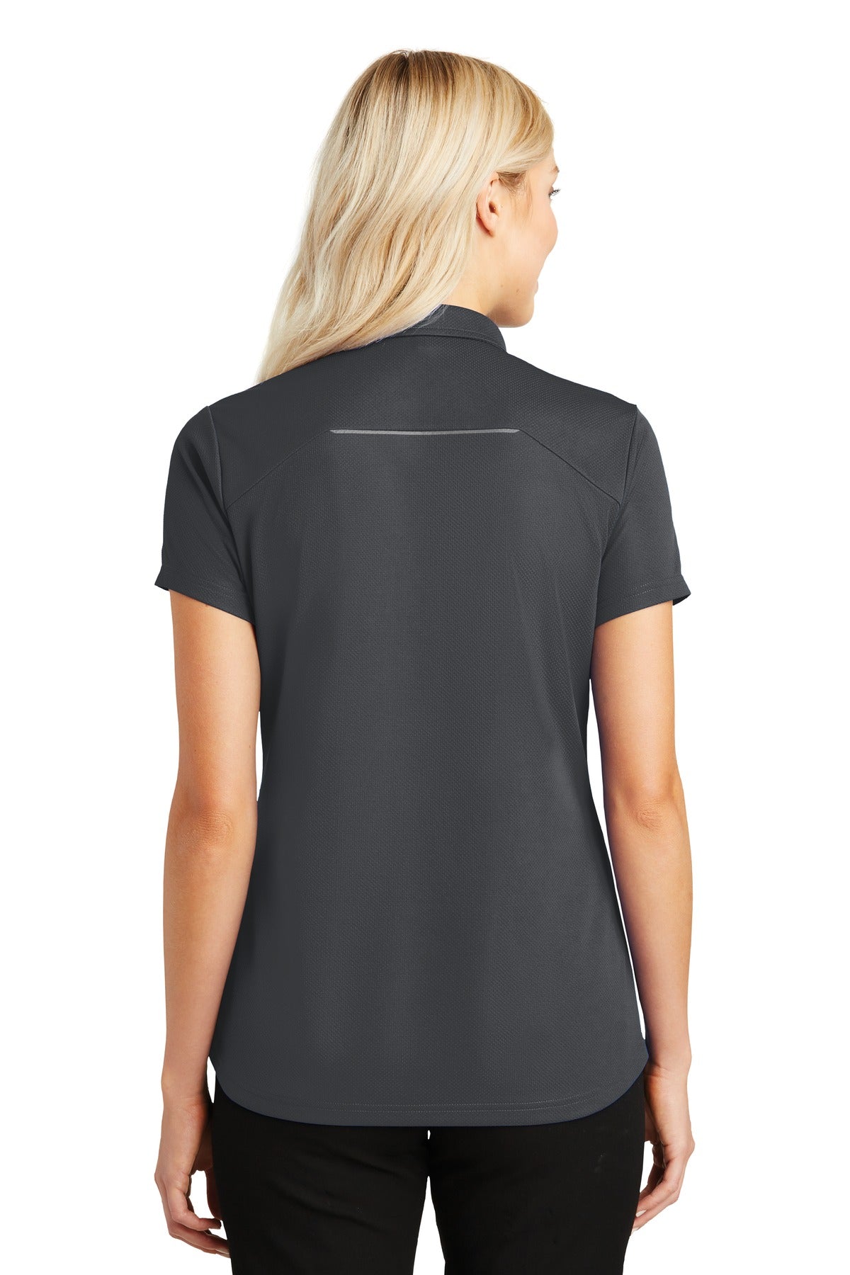 Custom Embroidered Port Authority Women's Pinpoint Mesh Zip Polo. L580,Battleship Grey