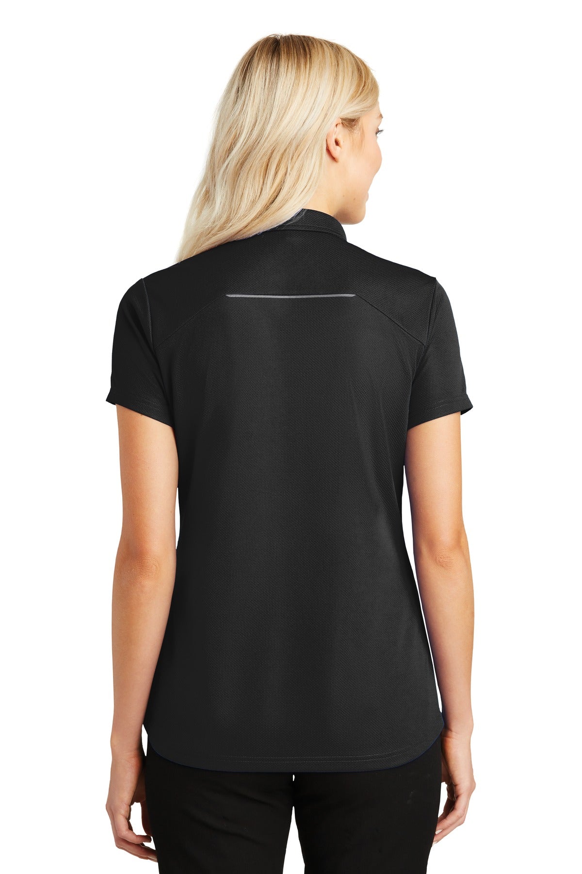 Custom Embroidered Port Authority Women's Pinpoint Mesh Zip Polo. L580,Black