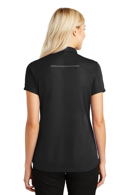 Custom Embroidered Port Authority Women's Pinpoint Mesh Zip Polo. L580,Black