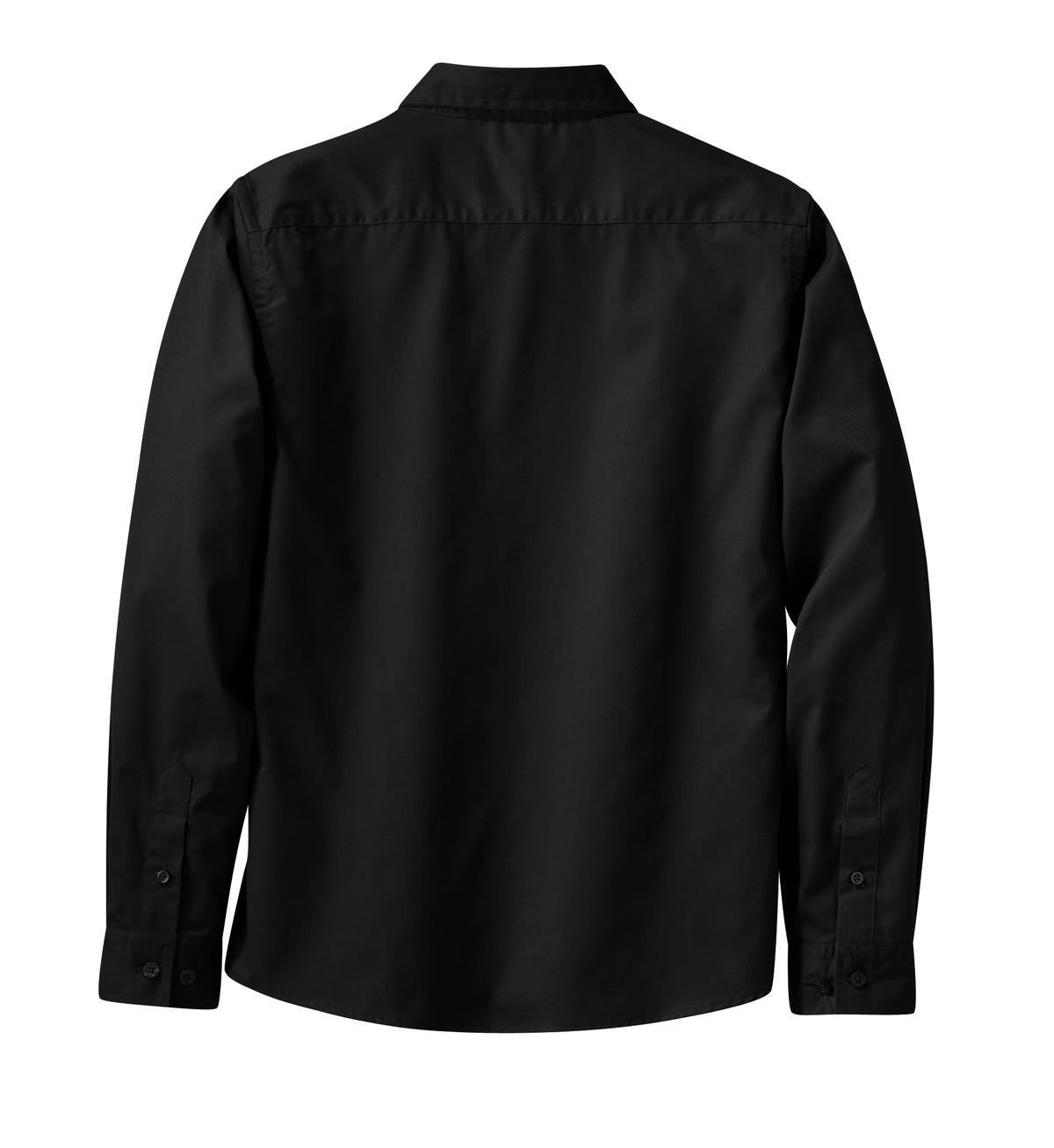 Port Authority Women's Long Sleeve Easy Care Shirt.  L608 Black/ Light Stone