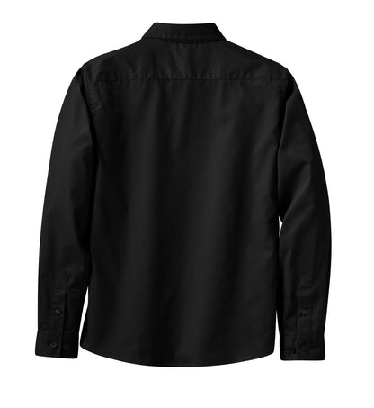 Port Authority Women's Long Sleeve Easy Care Shirt.  L608 Black/ Light Stone