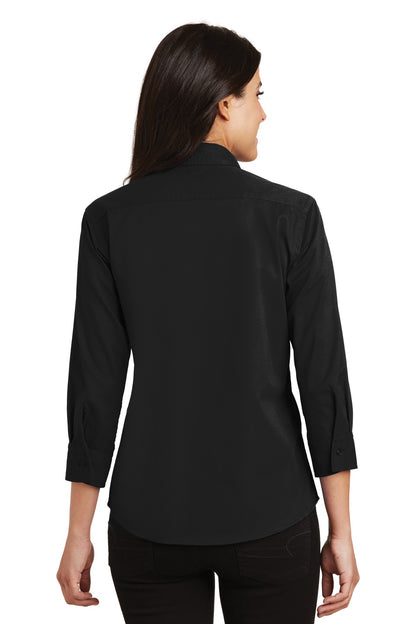 Custom Embroidered Port Authority Women's 3/4-Sleeve Easy Care Shirt. L612,Black