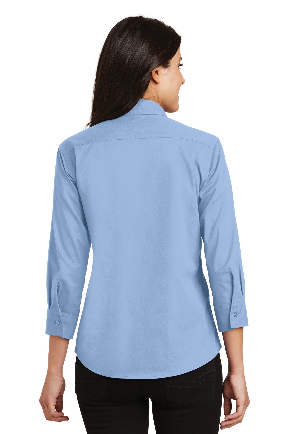 Custom Embroidered Port Authority Women's 3/4-Sleeve Easy Care Shirt. L612,Light Blue