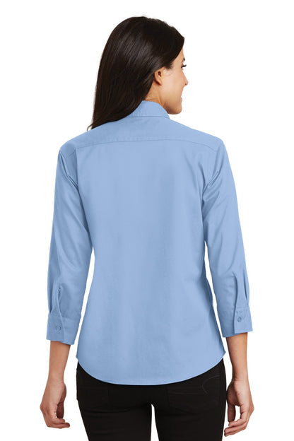 Custom Embroidered Port Authority Women's 3/4-Sleeve Easy Care Shirt. L612,Light Blue