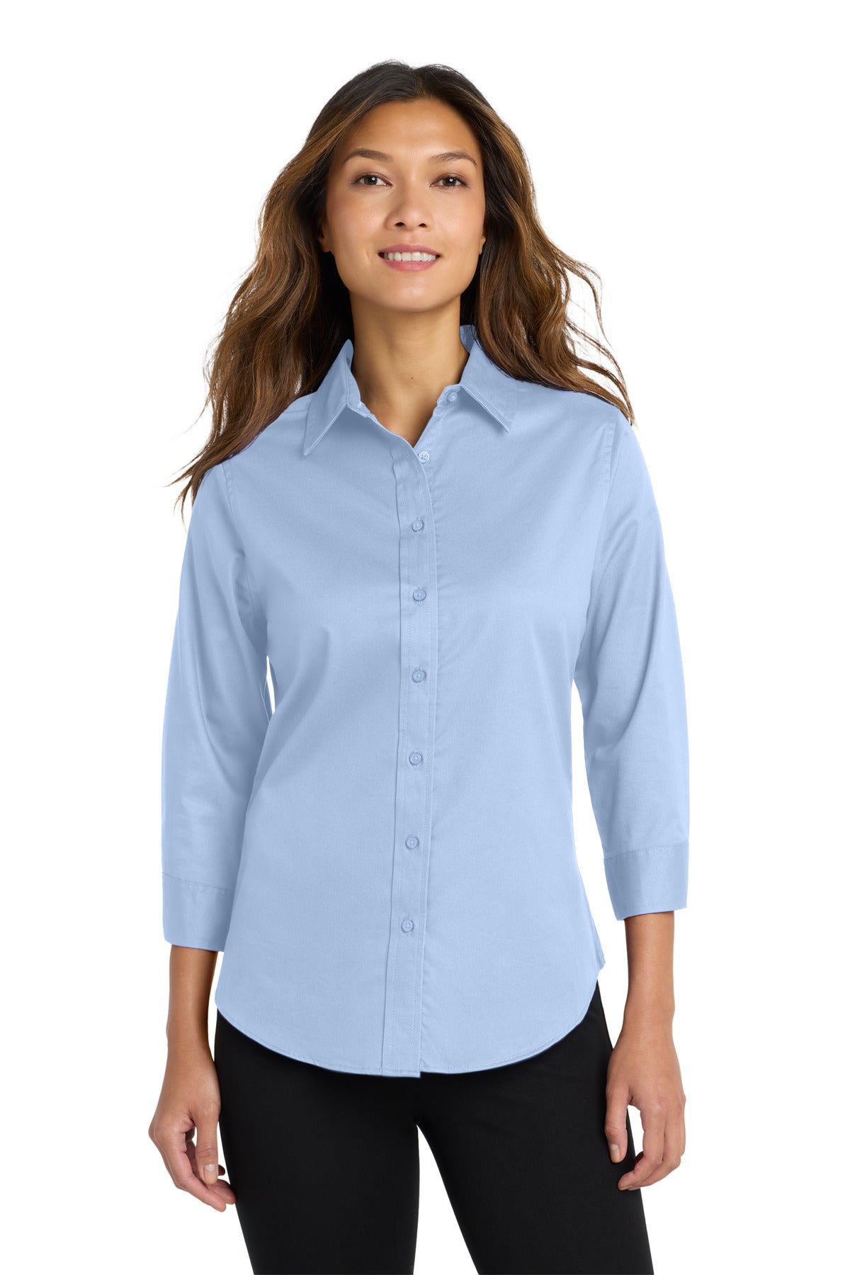 Custom Embroidered Port Authority Clothing Tops in Light Blue