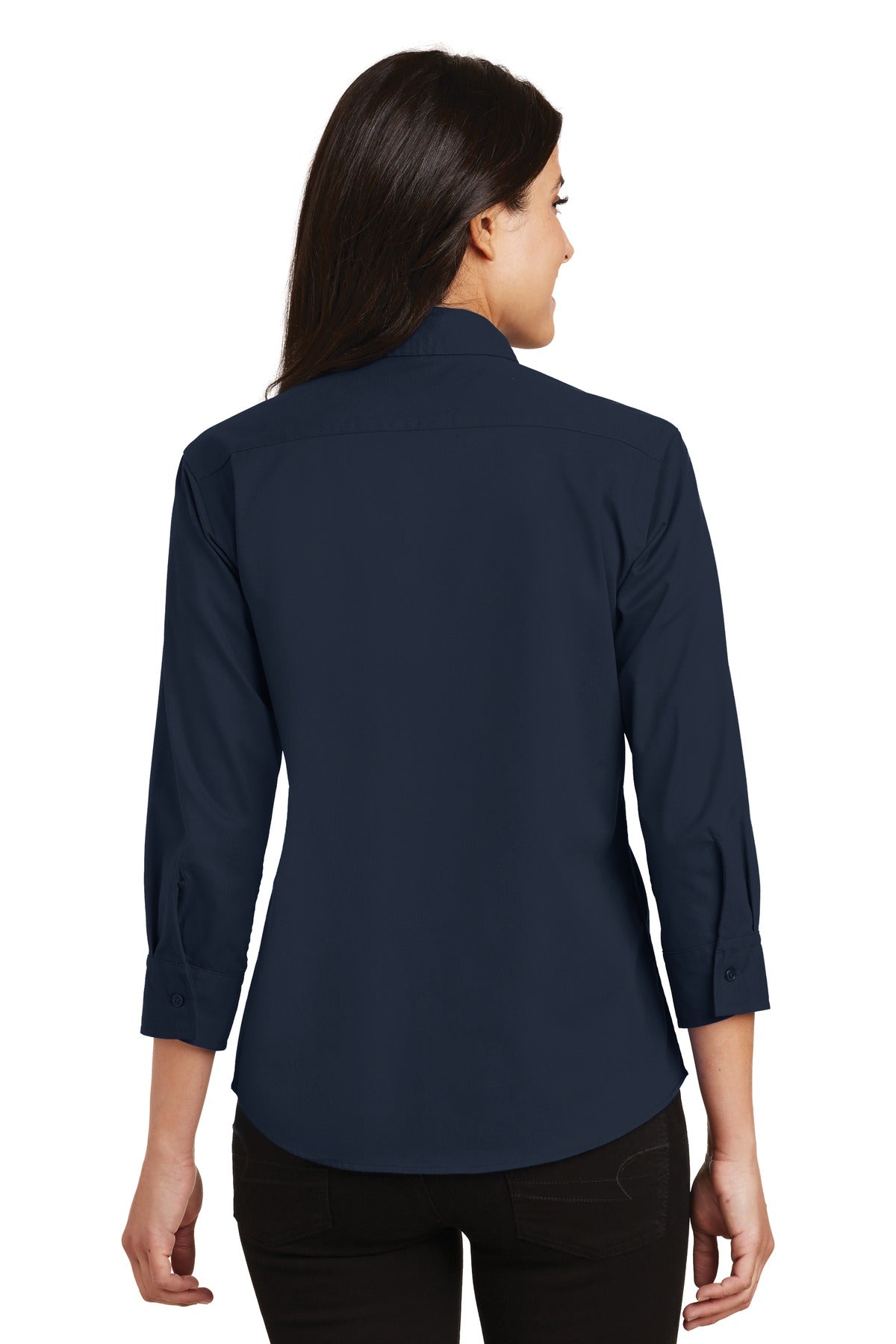 Custom Embroidered Port Authority Women's 3/4-Sleeve Easy Care Shirt. L612,Navy