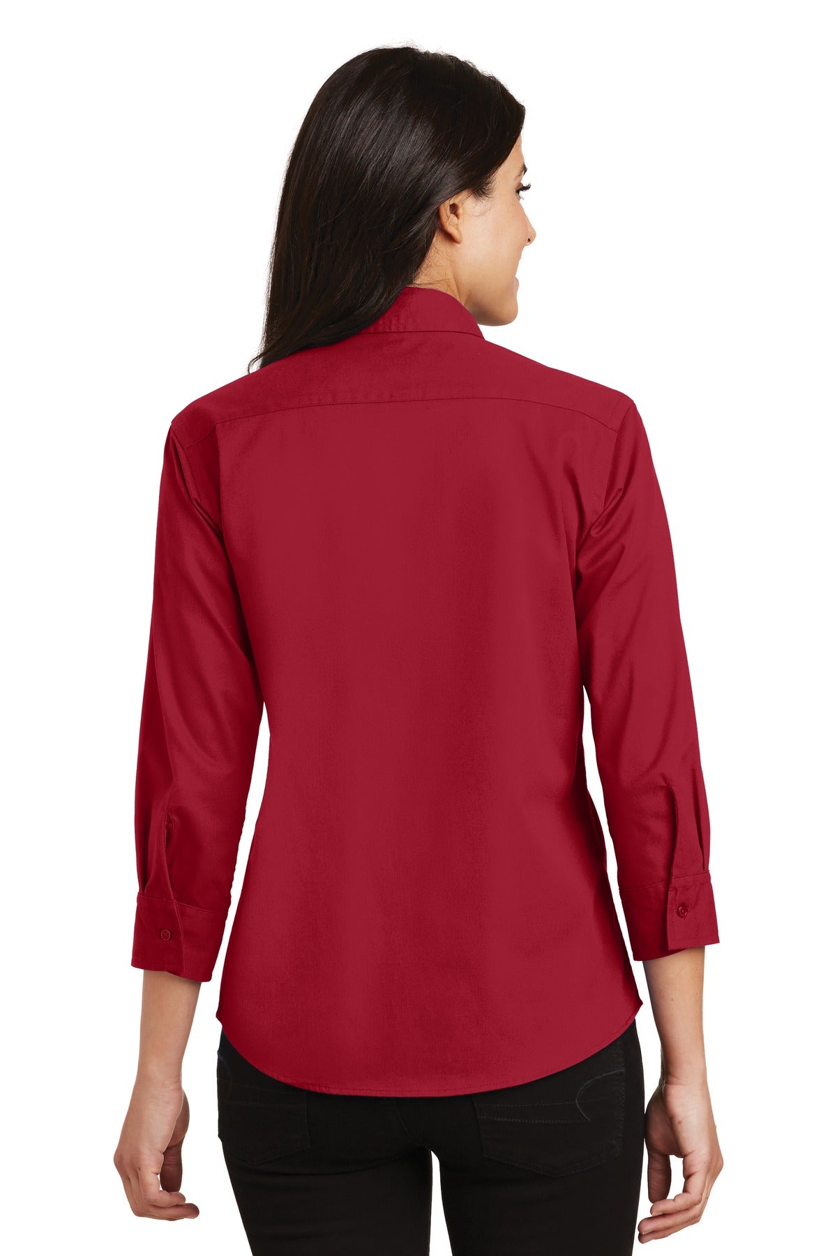 Custom Embroidered Port Authority Women's 3/4-Sleeve Easy Care Shirt. L612,Red