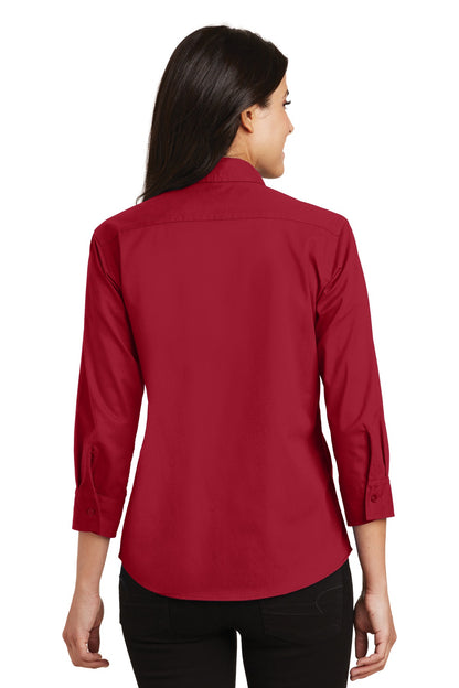 Custom Embroidered Port Authority Women's 3/4-Sleeve Easy Care Shirt. L612,Red