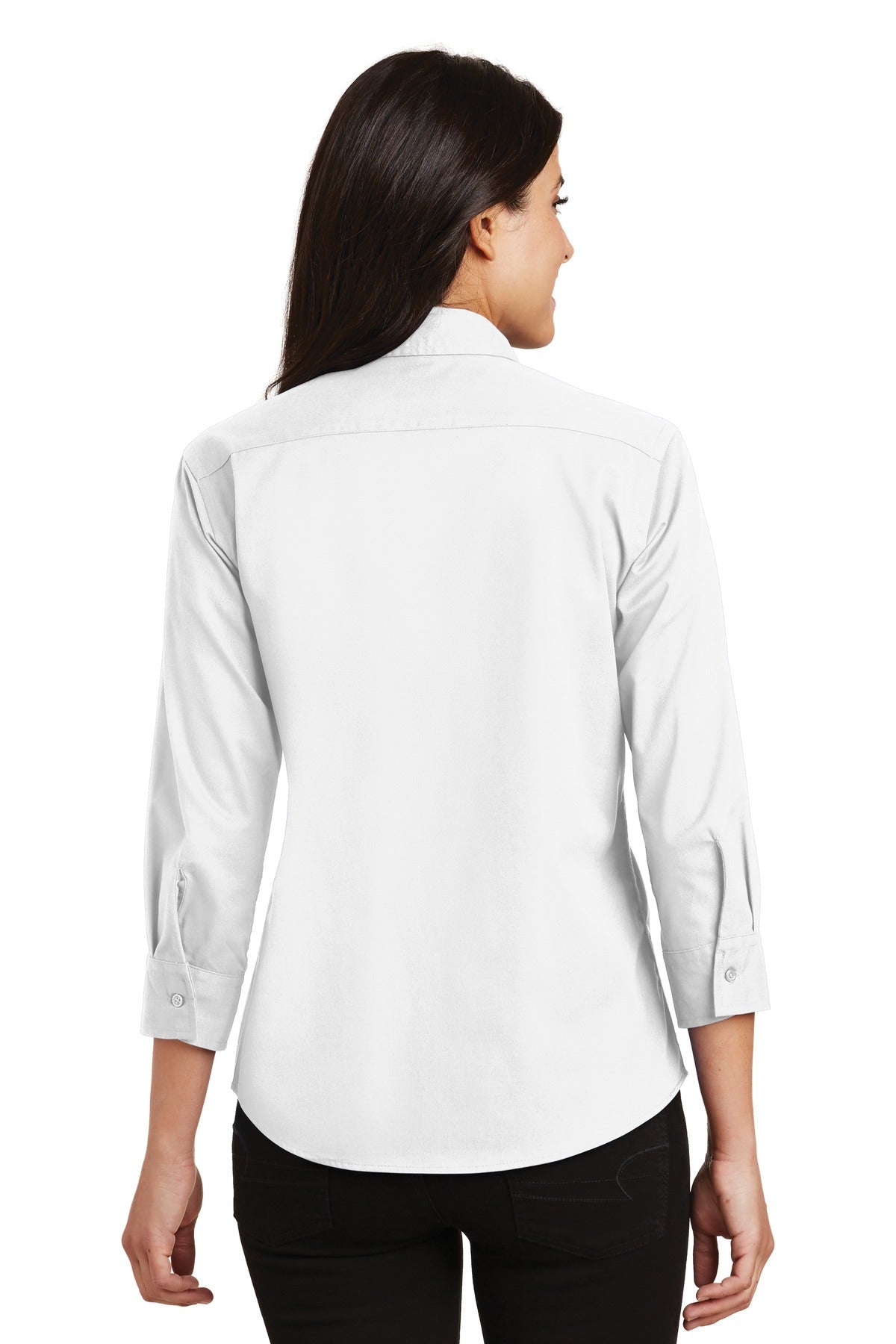 Custom Embroidered Port Authority Women's 3/4-Sleeve Easy Care Shirt. L612,White