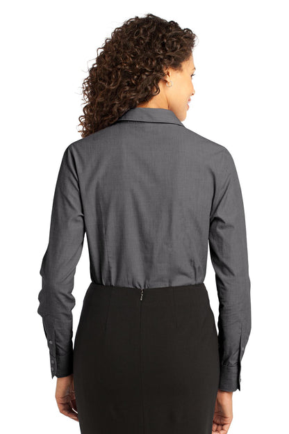 Custom Embroidered Port Authority Women's Crosshatch Easy Care Shirt. L640,Soft Black