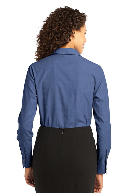 Custom Embroidered Port Authority Women's Crosshatch Easy Care Shirt. L640,Deep Blue