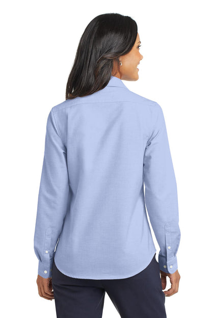 Custom Embroidered Port Authority Women's SuperPro Oxford Shirt. L658,Oxford Blue