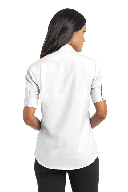 Custom Embroidered Port Authority Women's Short Sleeve SuperPro Oxford Shirt. L659,White