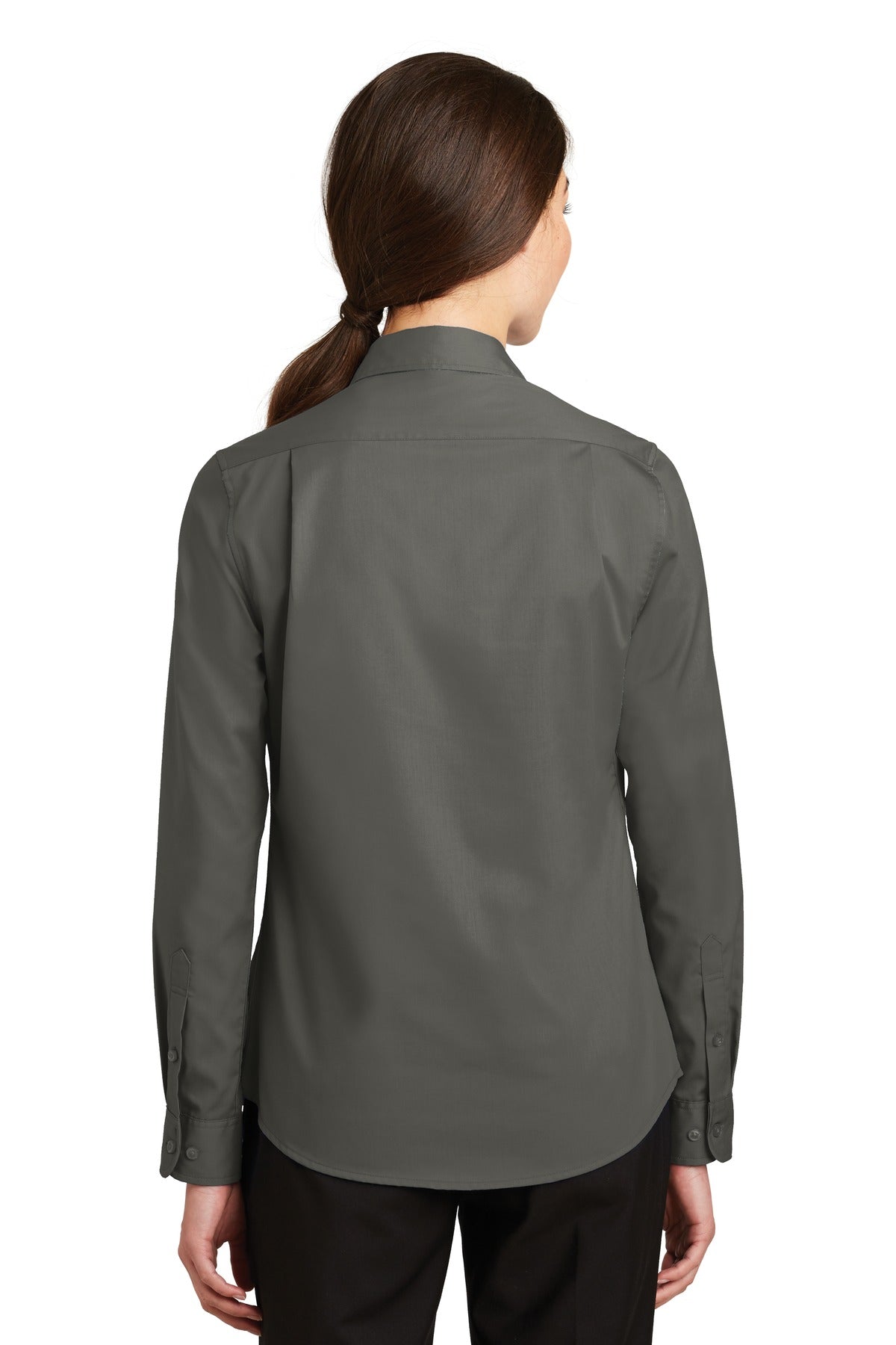 Custom Embroidered Port Authority Women's SuperPro Twill Shirt. L663,Sterling Grey