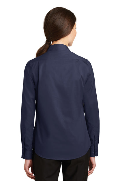 Custom Embroidered Port Authority Women's SuperPro Twill Shirt. L663,True Navy